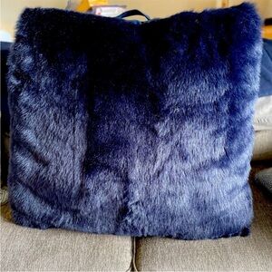 Ugg Sheepskin Pillow 21 x 21 navy cobalt blue, removable down pillow insert